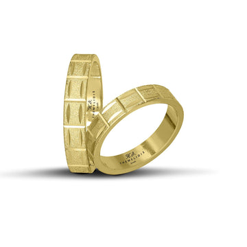 Πρωτότυπες βέρες γάμου χρυσές σαγρέ με λουστρέ λεπτομέρειες, πλάτους 4.3 mm